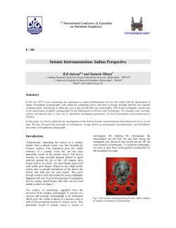 Seismic Instrumentation: Indian Perspective