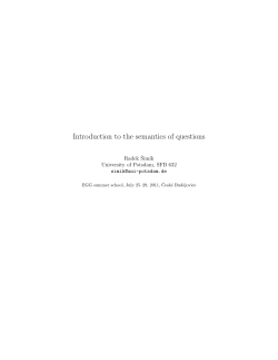 Introduction to the semantics of questions