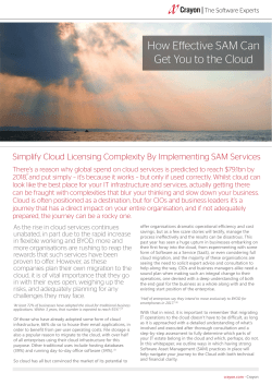 How E ective SAM Can Get You to the Cloud