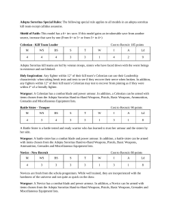 Adepta Sororitas Special Rules:​The following special rule applies