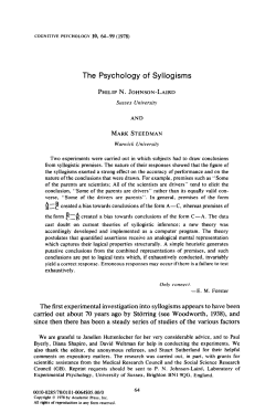 The Psychology of Syllogisms - Mental Models and Reasoning Lab