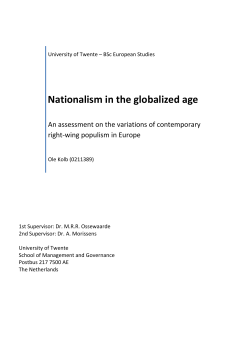 Nationalism in the globalized age - University of Twente Student