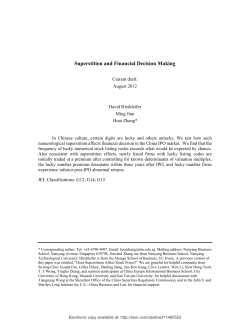 Superstition and Financial Decision Making