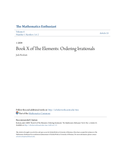 Book X of The Elements: Ordering Irrationals