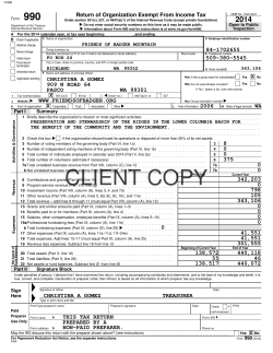 Tax Form 990 for 2014 - Friends of Badger Mountain