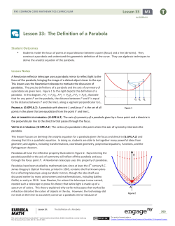 Lesson 33: The Definition of a Parabola