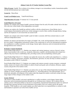 Ahimsa Center K-12 Teacher Institute Lesson Plan Title of Lesson