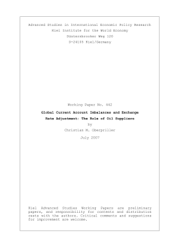 Advanced Studies in International Economic Policy Research Kiel