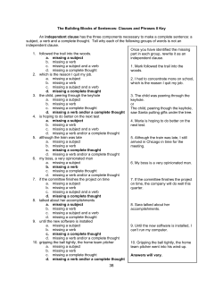 The Building Blocks of Sentences: Clauses and Phrases II
