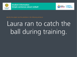 Student information Simple sentences about netball