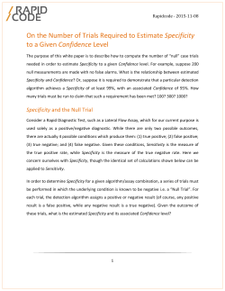 On the Number of Trials Required to Estimate Specificity to a Given