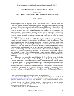 Misreading Black Others in Greco-Roman Antiquity