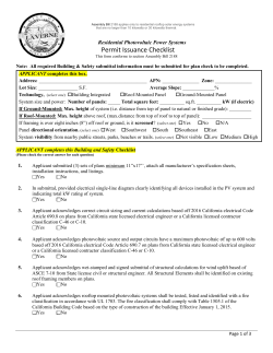 Solar Energy Systems Planning Counter Checklist