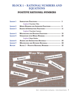 bloCk 1 ~ rAtionAl numbers And equAtions