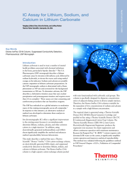 IC Assay for Lithium, Sodium, and Calcium in Lithium Carbonate