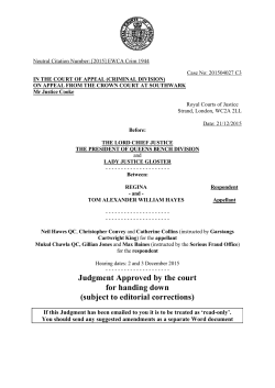 Tom Hayes (Libor) - Courts and Tribunals Judiciary