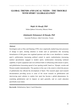 global trends and local needs &ndash; the trouble with sport `globalization`