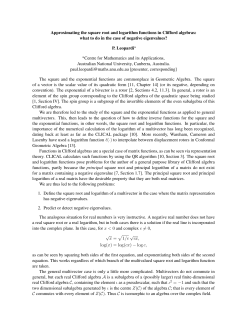 Approximating the square root and logarithm functions in Clifford