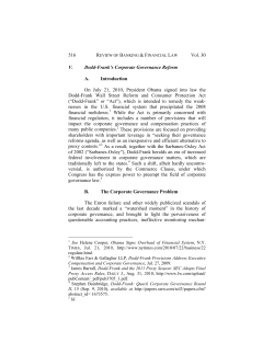 Dodd-Frank`s Corporate Governance Reform