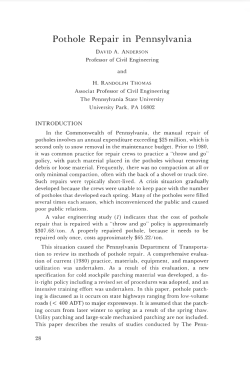 Pothole Repair in Pennsylvania - Purdue e-Pubs