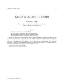 Organizing Life on Earth