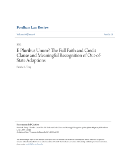 E Pluribus Unum? - FLASH: The Fordham Law Archive of