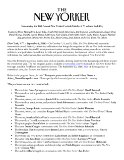 Announcing the 17th Annual New Yorker Festival, October 7