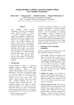 Automatic English to Hindi News Headline Translation