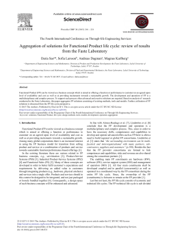 Aggregation of Solutions for Functional Product Life Cycle: Review