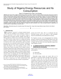 Study of Nigeria Energy Resources and Its Consumption