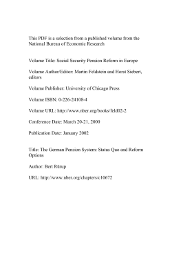The German Pension System: Status Quo and Reform Options