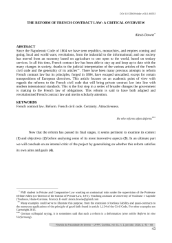 43 THE REFORM OF FRENCH CONTRACT LAW: A CRITICAL