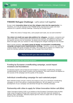 FIWARE Refugee Challenge - Let`s solve it all together.