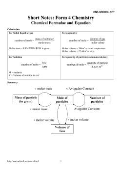 Chemical Formulae and Equation - One