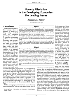 Poverty Alleviation in the Developing Economies: the Leading Issues