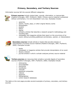 Primary, Secondary, and Tertiary Sources