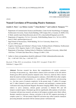 Neural Correlates of Processing Passive Sentences