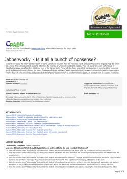 Jabberwocky - Is it all a bunch of nonsense?