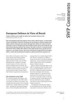 European Defence in View of Brexit. Europe`s military power might