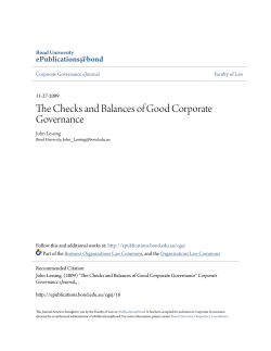 The Checks and Balances of Good Corporate Governance