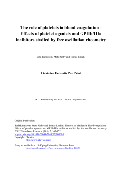 The role of platelets in blood coagulation - Effects of platelet