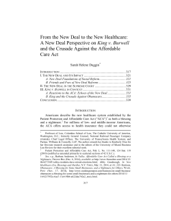 From the New Deal to the New Healthcare: A New Deal Perspective