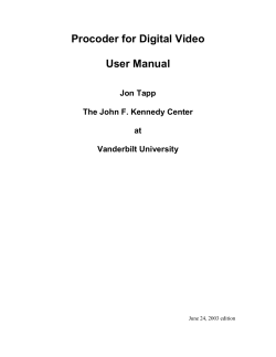 Procoder for Digital Video User Manual
