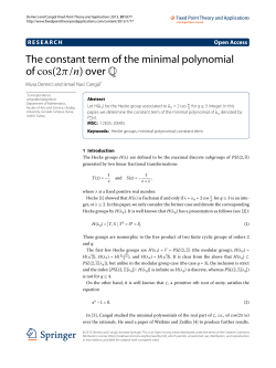 The constant term of the minimal polynomial of cos(2pi/n) over Q