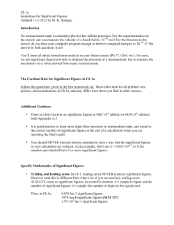 Ch 1a Guidelines for Significant Figures Updated 11/1/2012 by M. K.
