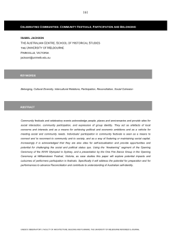 Celebrating communities: community festivals, participation and