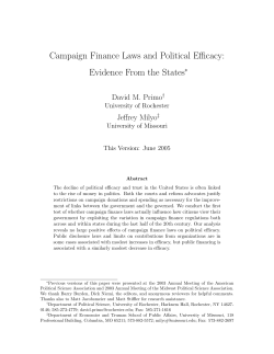 Campaign Finance Laws and Political Efficacy