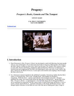Propero`s Books, Genesis and The Tempest