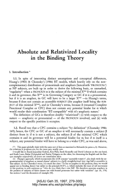 Absolute and Relativized Locality in the Binding Theory