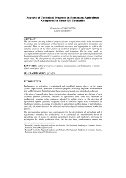 Aspects of Technical Progress in Romanian Agriculture Compared